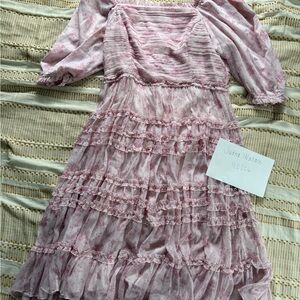 Ivy City Co Pink Floral Ruffle Dress